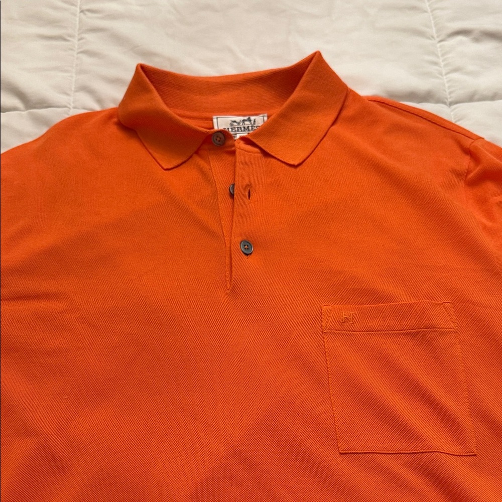 HERMES Orange Polo Shirt 100% cotton size XXL